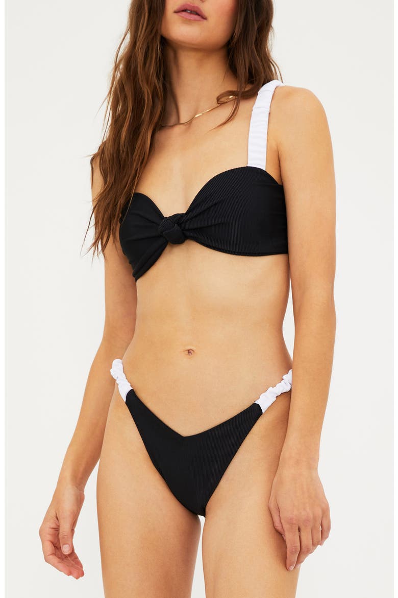 Sariah Knot Bikini Top, Alternate, color, BLACK/ WHITE