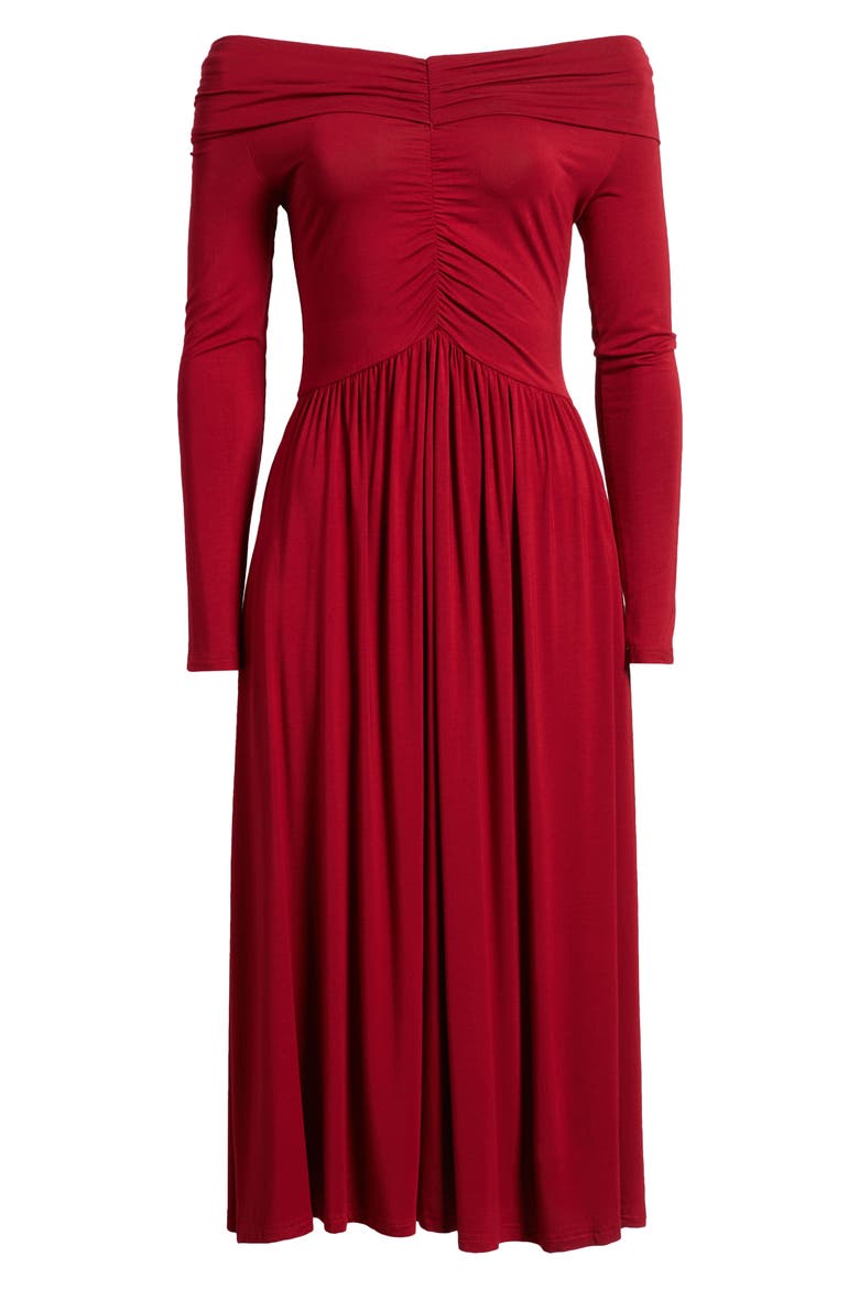 Olia Off the Shoulder Long Sleeve Dress, Alternate, color, WINE