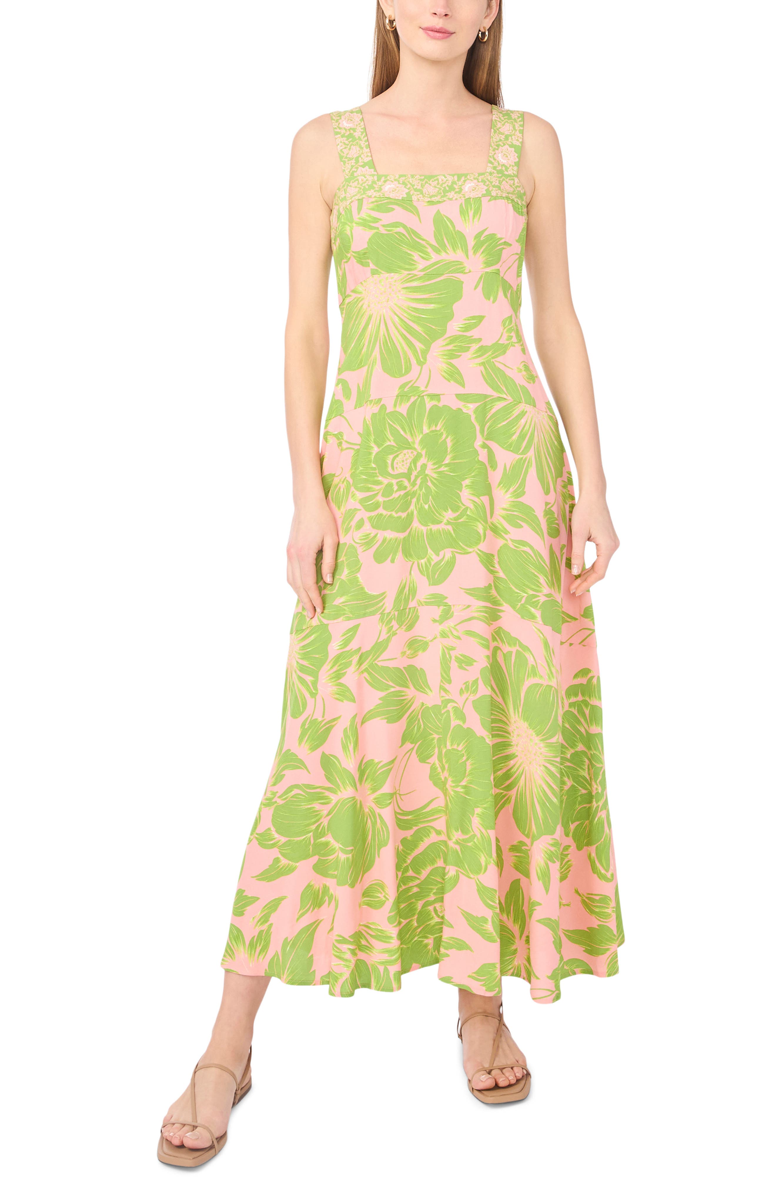 Floral Smock Back Maxi Dress