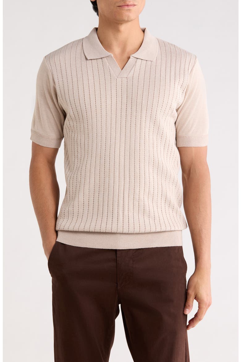 Johnny Collar Knit Polo Sweater, Main, color, TAN