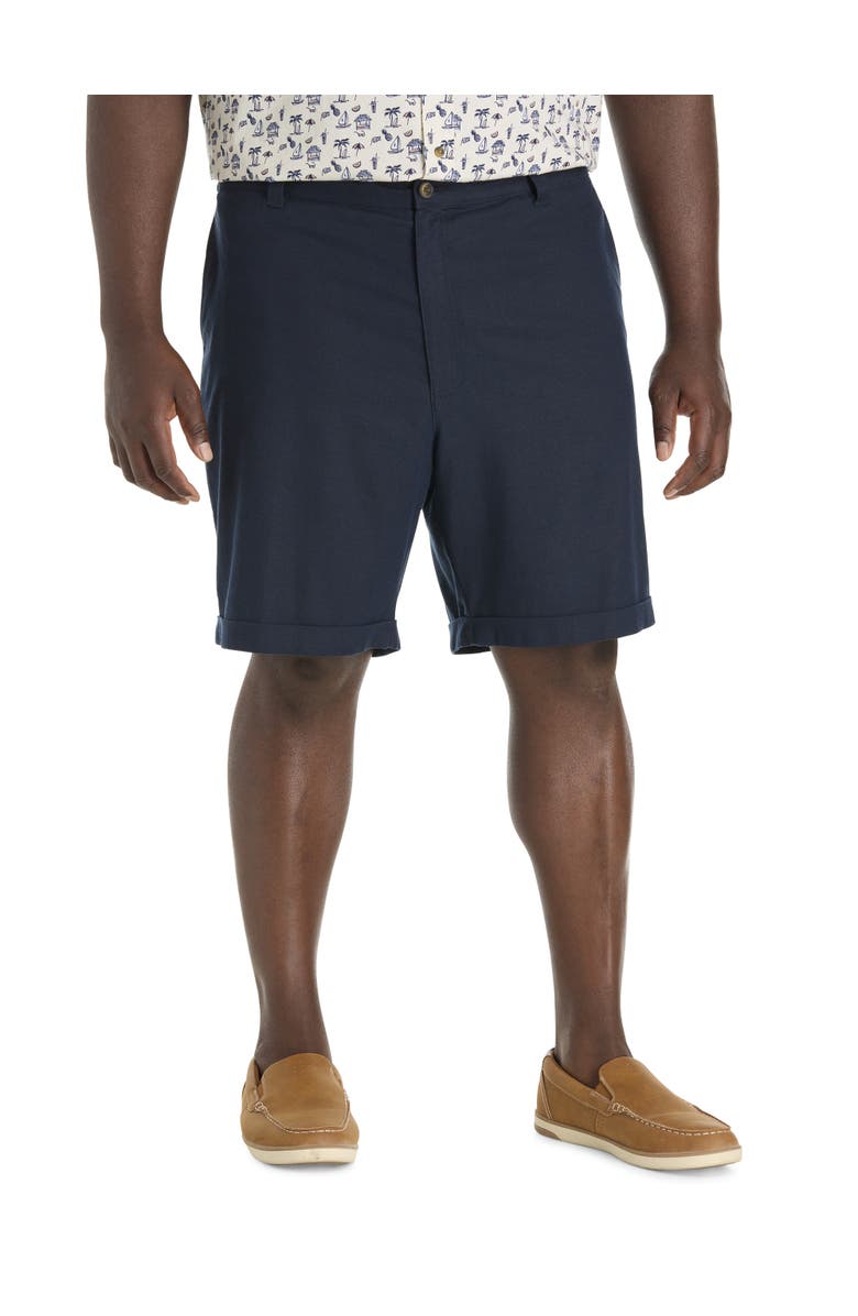 Oak Hill by DXL Big & Tall Linen-Blend Tech Shorts, Main, color, Coastal Navy