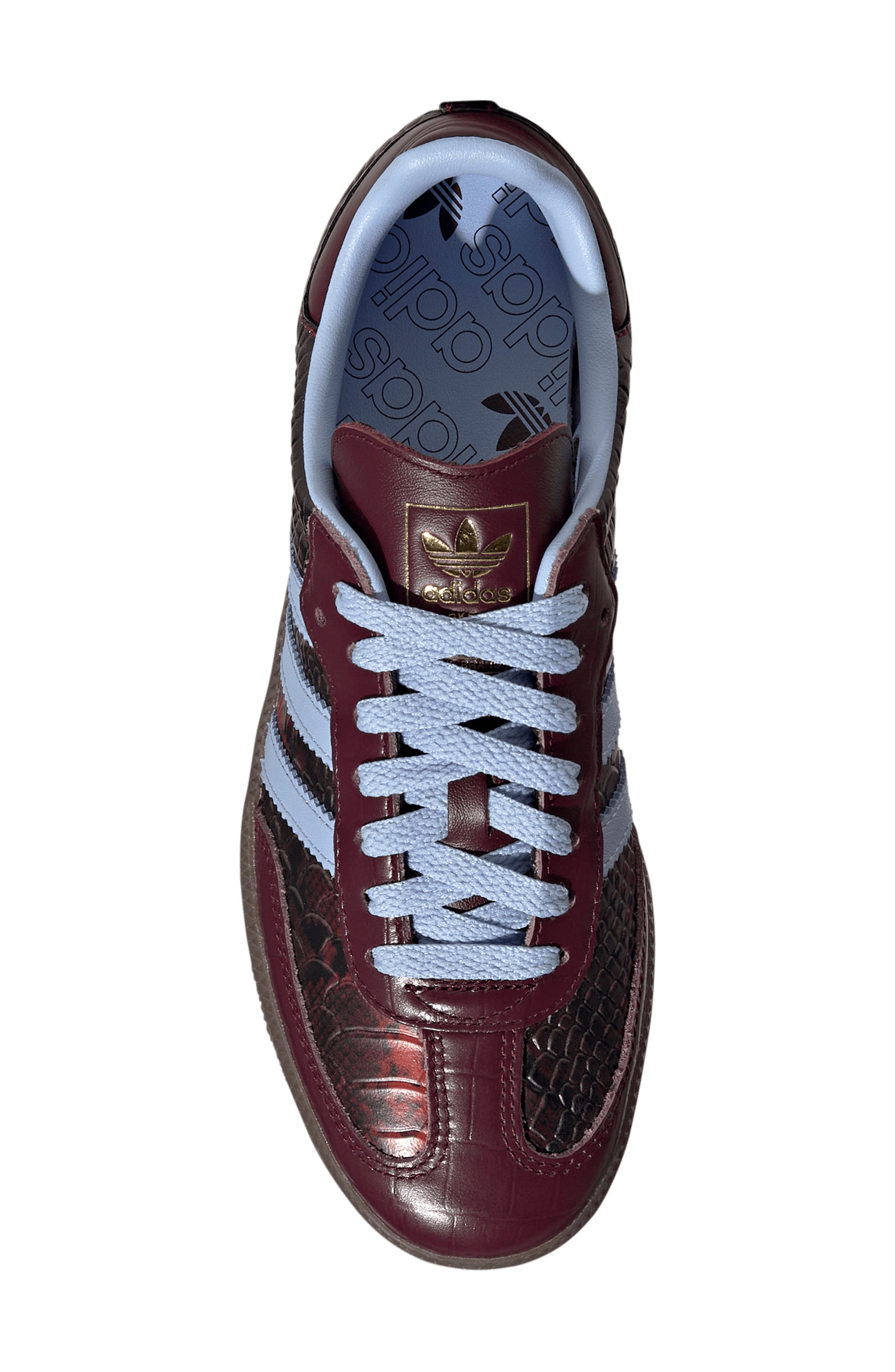 Samba OG Leather Sneaker, Alternate, color, MAROON/ BLUE DAWN/ GOLD MET.