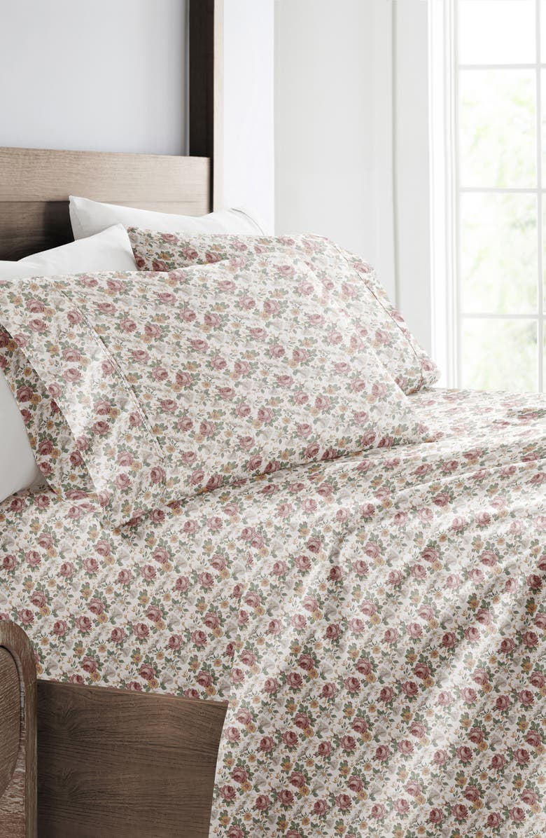 HOMESPUN Floral Microfiber Sheet Set, Alternate, color, Blooming Floral Rose