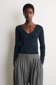 COS Minimal Knitted V-neck Cardigan