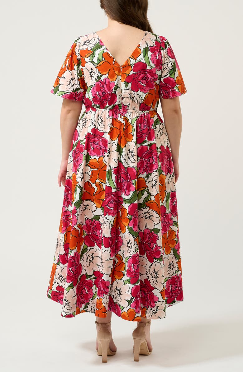 Estelle Nadja Floral Cotton Midi Dress, Alternate, color, Orange Print