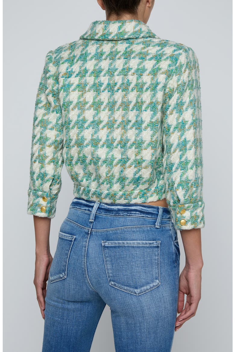 Jia Houndstooth Wool Blend Tweed Crop Jacket (Women) | Nordstrom