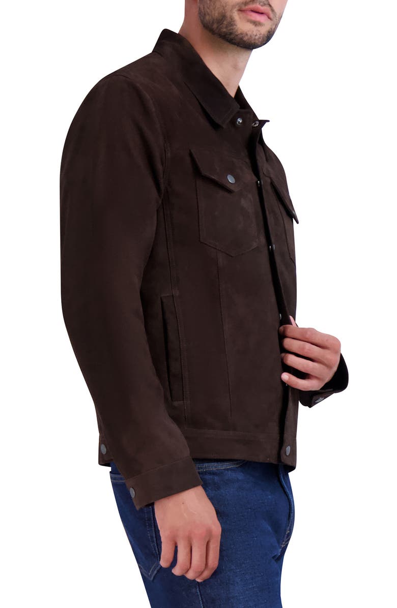 Cole Haan Suede Trucker Jacket, Alternate, color, Dark Chocolate