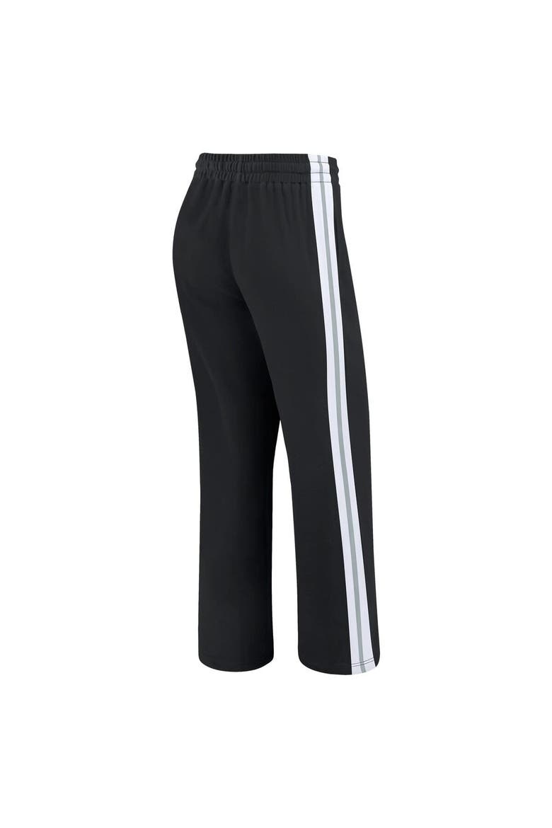 Women's WEAR by Erin Andrews Black Las Vegas Raiders Color-Block Straight Leg Pants, Alternate, color, Black