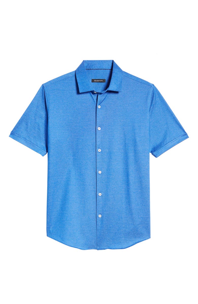 Bugatchi Knit Short Sleeve Button-Up Shirt, Alternate, color,