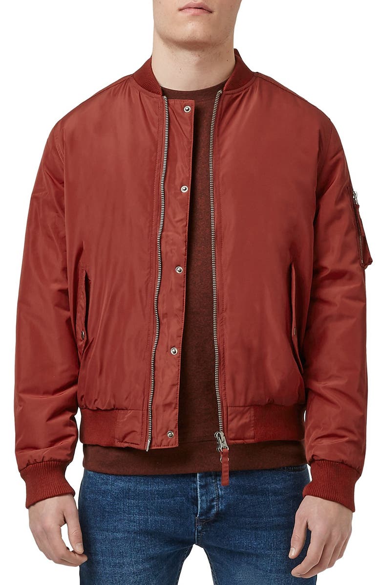 Topman Insulated MA-1 Bomber Jacket, Main, color,