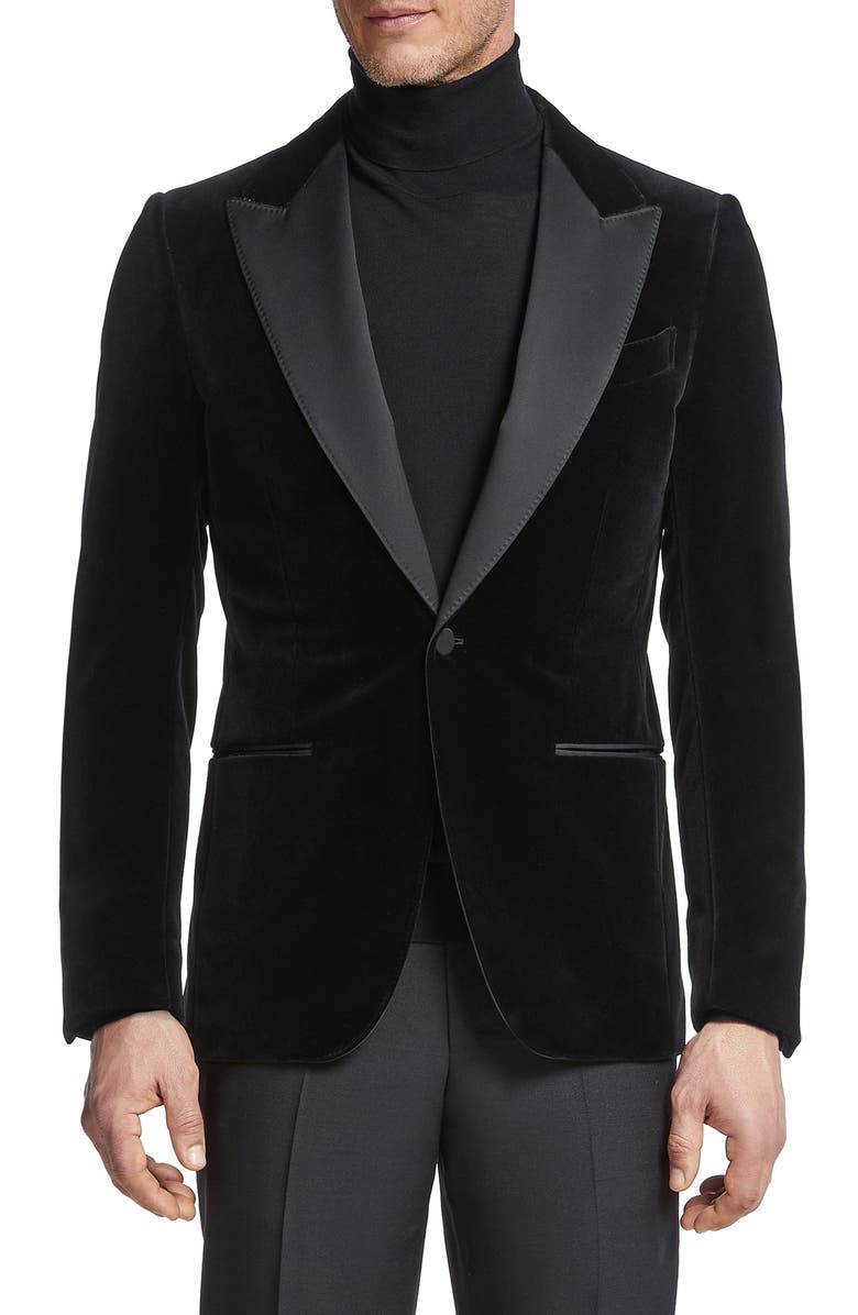 ZEGNA Couture Peak Lapel Velveteen Dinner Jacket, Main, color,