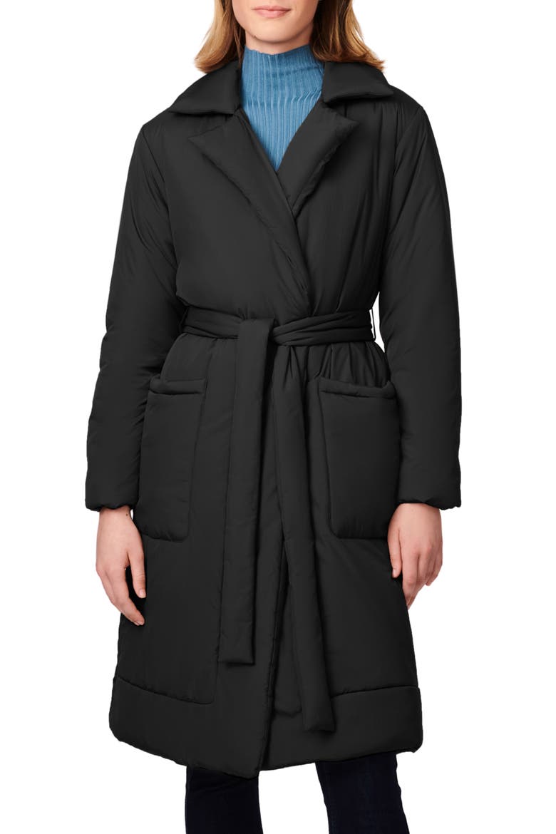 Recycled Puffer Trench Coat, Main, color, BLACK