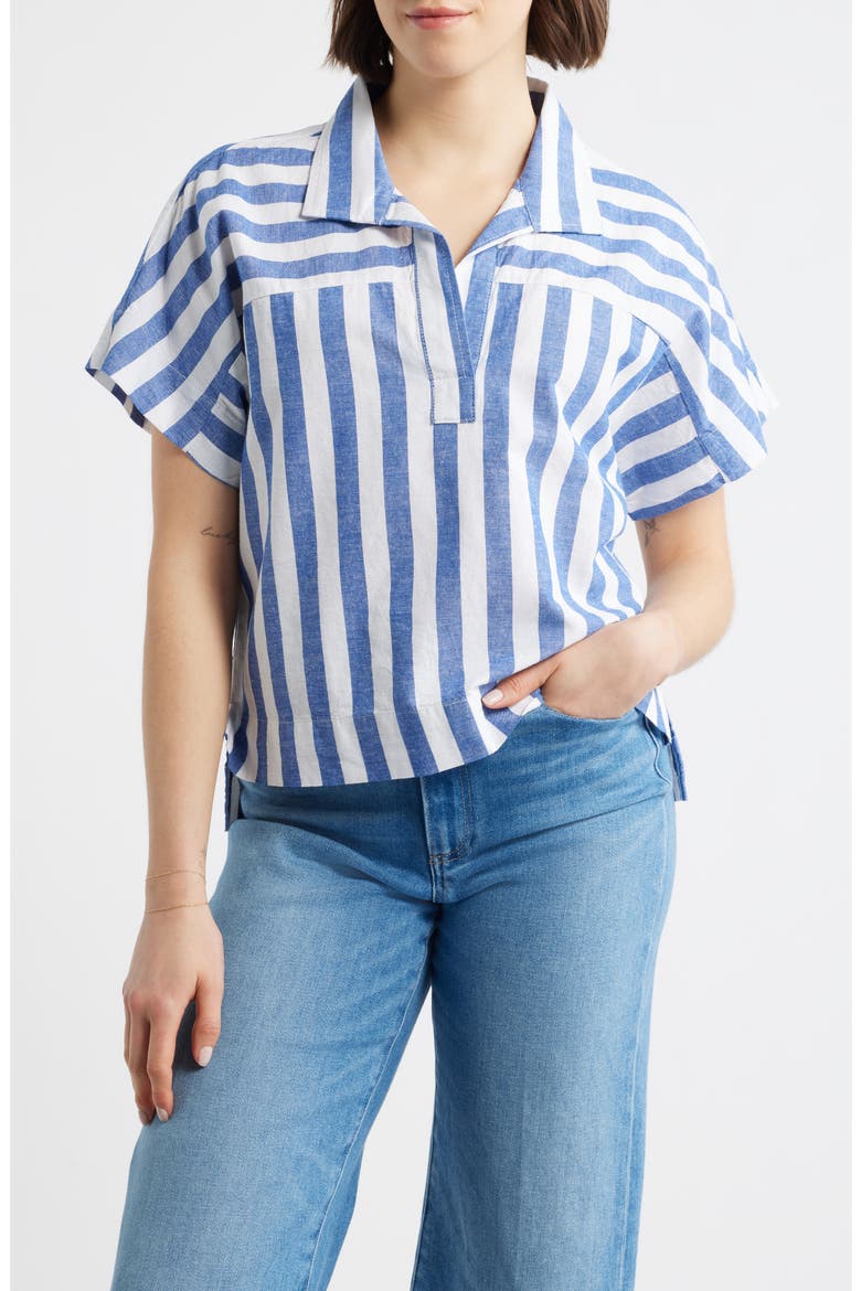 Relaxed Stripe Shirt, Main, color, BLUE