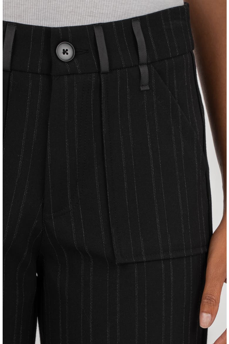 Faye High Waist Pinstripe Ankle Wide Leg Pants, Alternate, color, BLACK