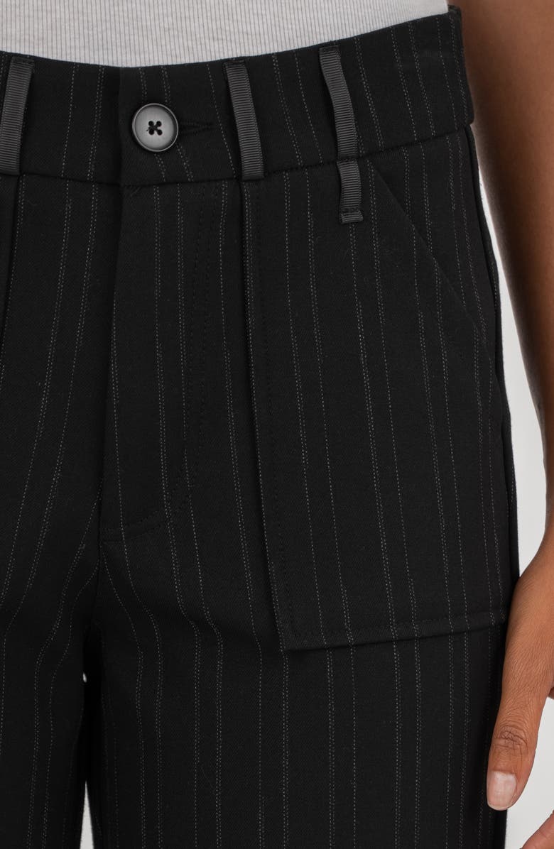 KUT from the Kloth Faye High Waist Pinstripe Ankle Wide Leg Pants, Alternate, color, Black