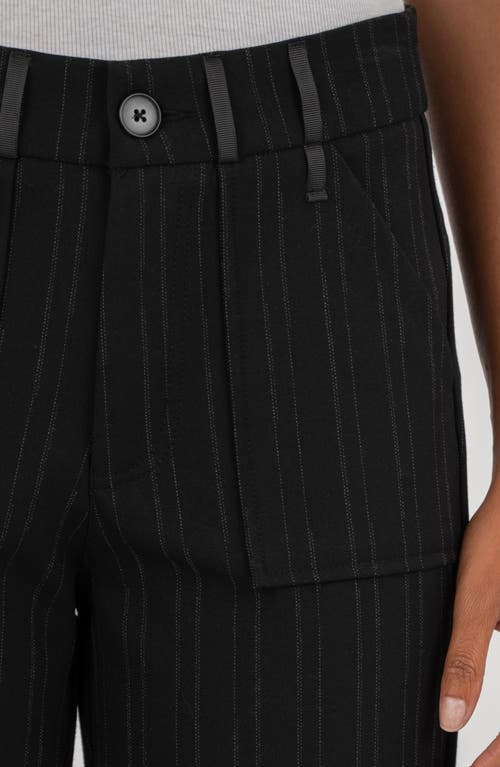 Kut From The Kloth Faye High Waist Pinstripe Ankle Wide Leg Pants In Black