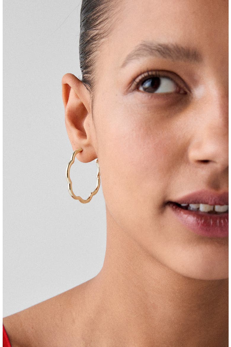 wave hoop earrings, Alternate, color, GOLD