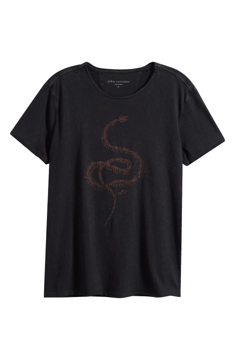 John Varvatos Raw Edge Organic Cotton Graphic T-Shirt, Alternate, color, Black