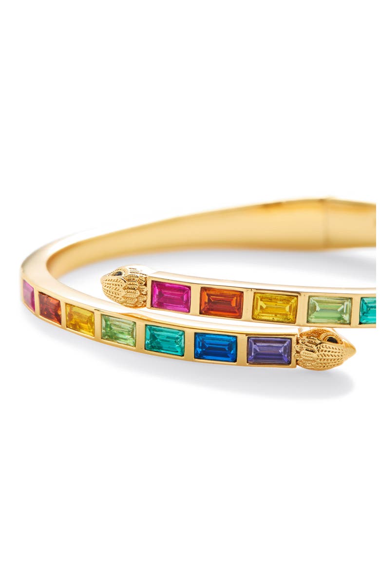 Baguette Stone Bypass Bangle, Alternate, color, GOLD/ MULTI
