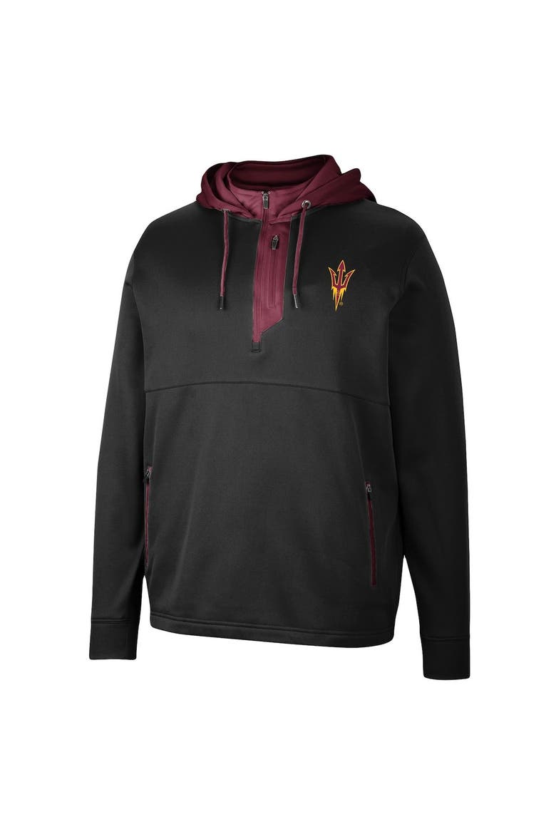 Men's Colosseum Black Arizona State Sun Devils Luge 3.0 Quarter-Zip Hoodie, Alternate, color, Black