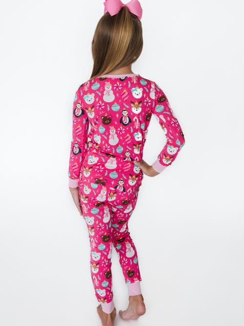 Rufflebutts Girls Softsnooze Ruffle Long Sleeve Pajama Set In Pink