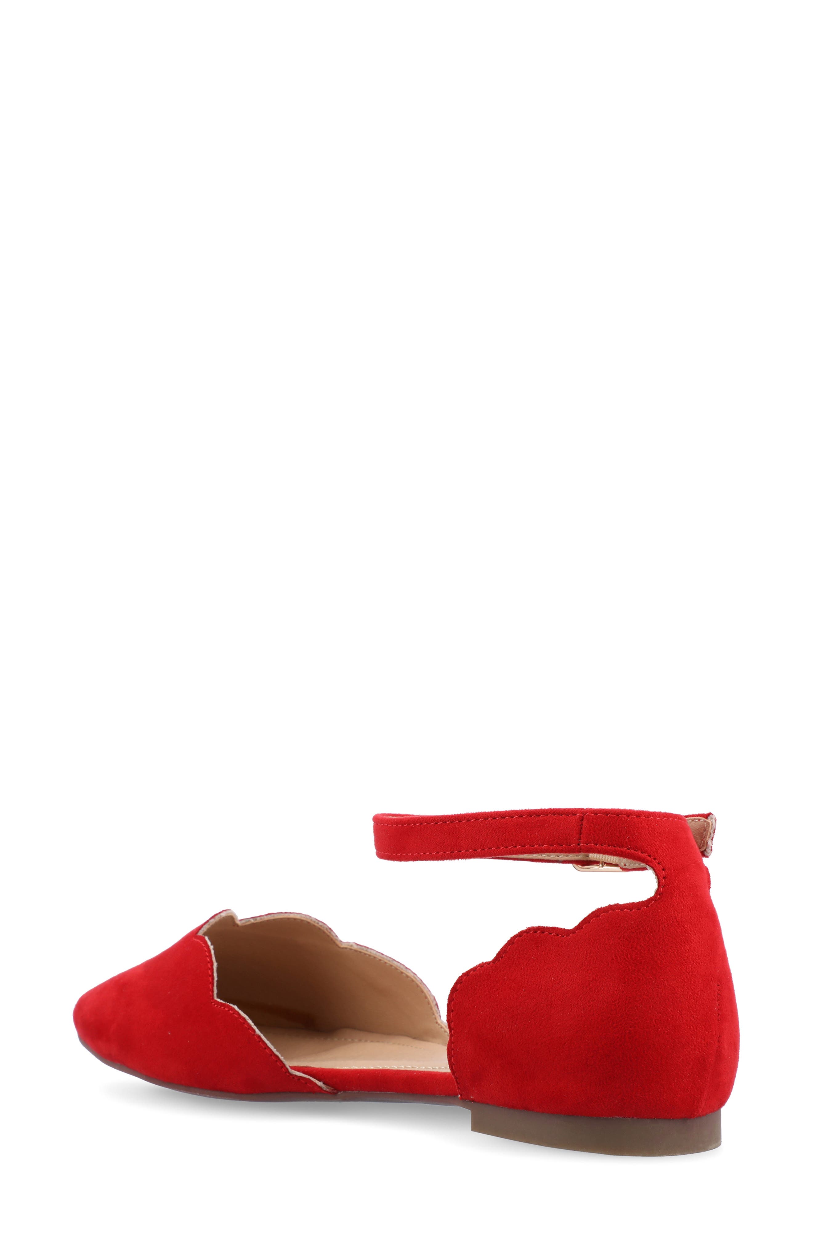 Journee Collection Lana Ankle Strap Flat - Wide Width, Alternate, color, Red