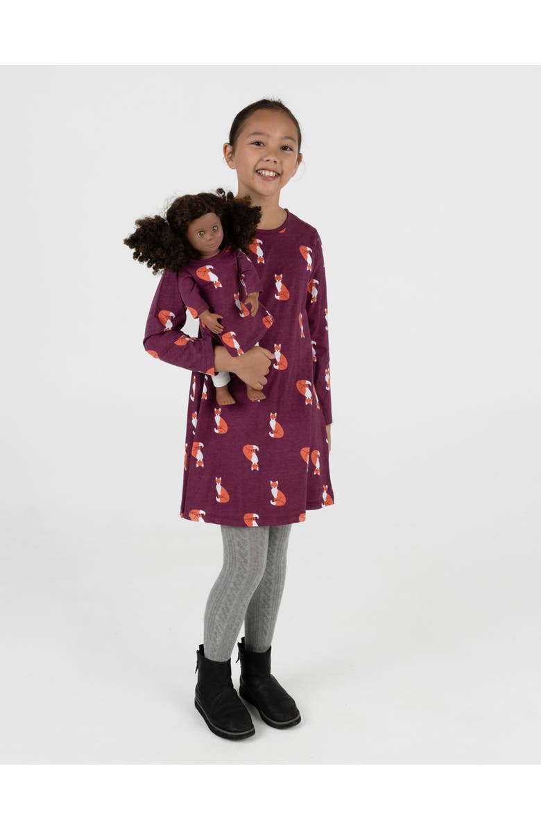 Leveret Girls Cotton Dress with Matching Doll Dress, Printed Design, Alternate, color, Fox