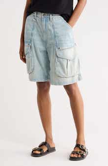 R13 Relaxed Multipocket Denim Shorts