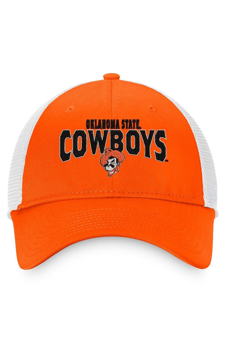TOP OF THE WORLD Men's Top of the World Orange/White Oklahoma State Cowboys Breakout Trucker Snapback Hat, Alternate, color, 