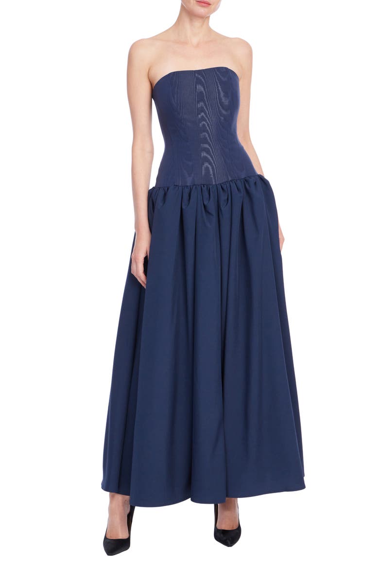 Strapless Drop Waist Dress, Main, color, NAVY
