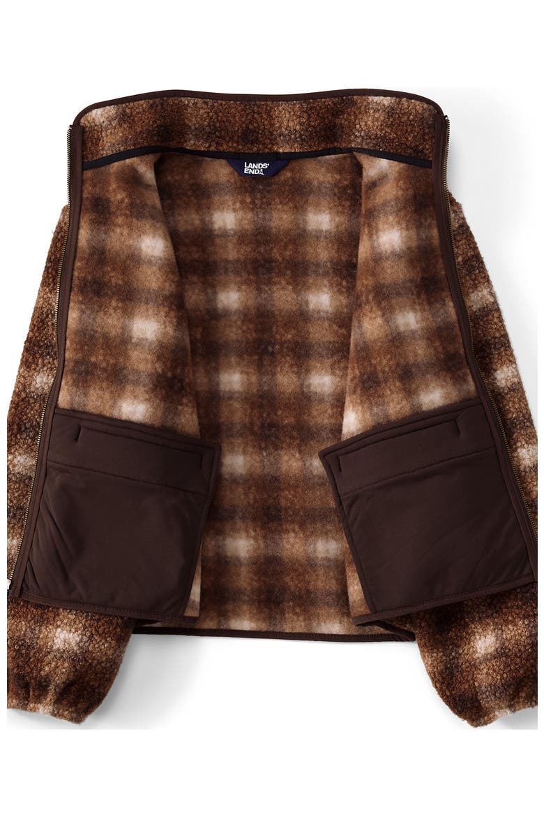 Boucle Fleece Jacket, Alternate, color, Rich Coffee Tonal Plaid