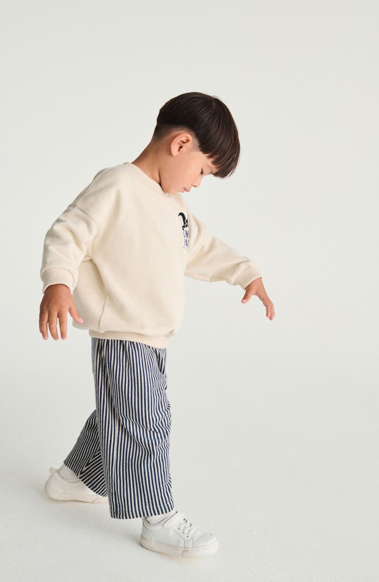 NEXT Kids' Penguin Party Graphic Sweatshirt & Striped Pants Set, Alternate, color, Ivory/Blue