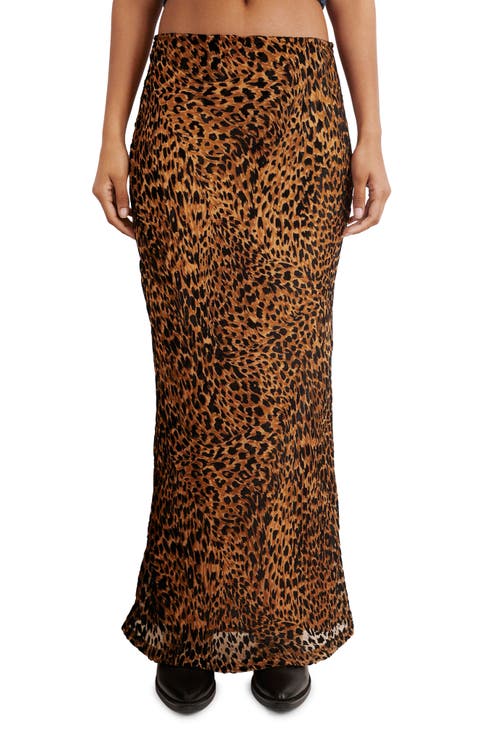 Devore Leopard Maxi Skirt