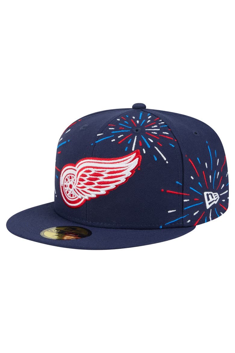Men's New Era  Navy Detroit Red Wings Americana Fireworks 59FIFTY Fitted Hat, Alternate, color, Navy