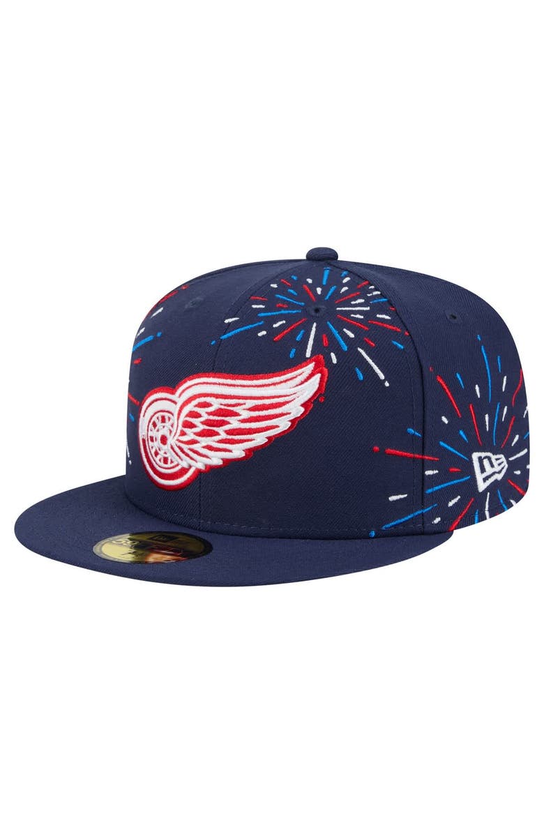 New Era Men's New Era Navy Detroit Red Wings Americana Fireworks 59FIFTY Fitted Hat, Alternate, color, Navy