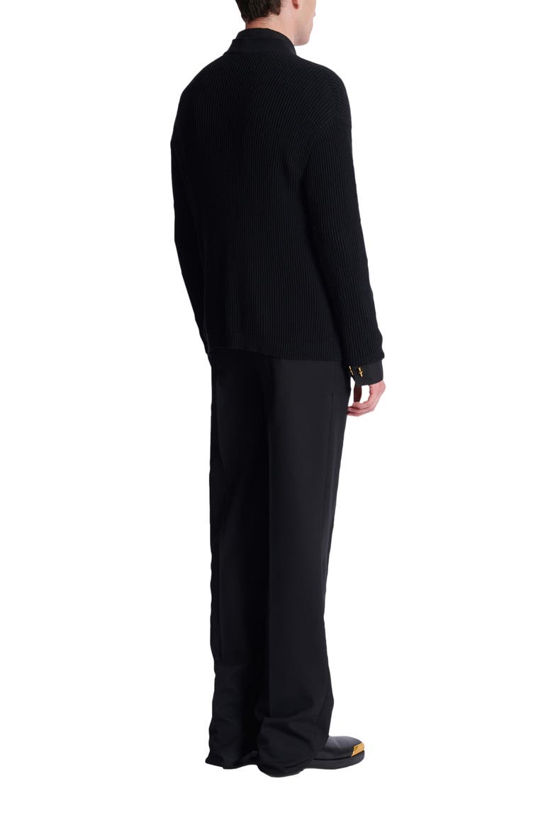 Cotton tube-knit cardigan, Alternate, color, black