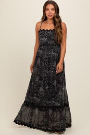 PinkBlush Floral Contrast Trim Maxi Dress