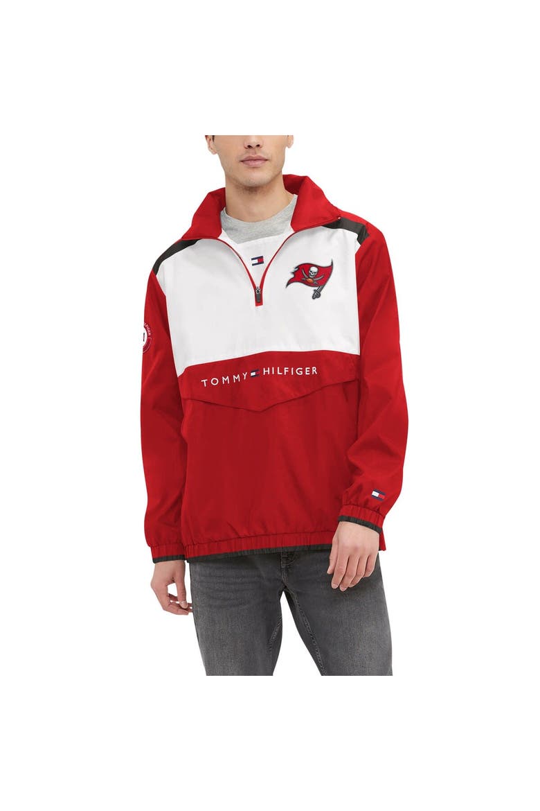 Men's Tommy Hilfiger Red/White Tampa Bay Buccaneers Carter Half-Zip Hooded Top, Main, color, Red
