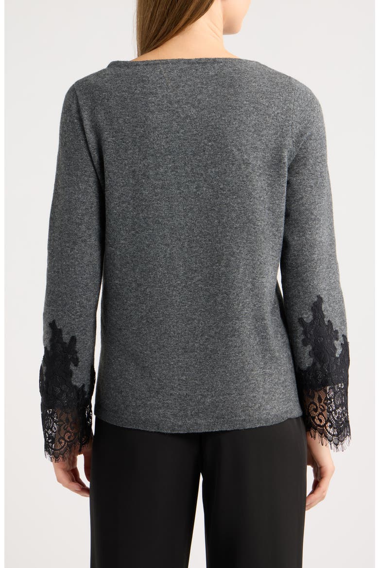 Lace Trim Sweater, Alternate, color, CHARCOAL HTR GREY/ ANNE