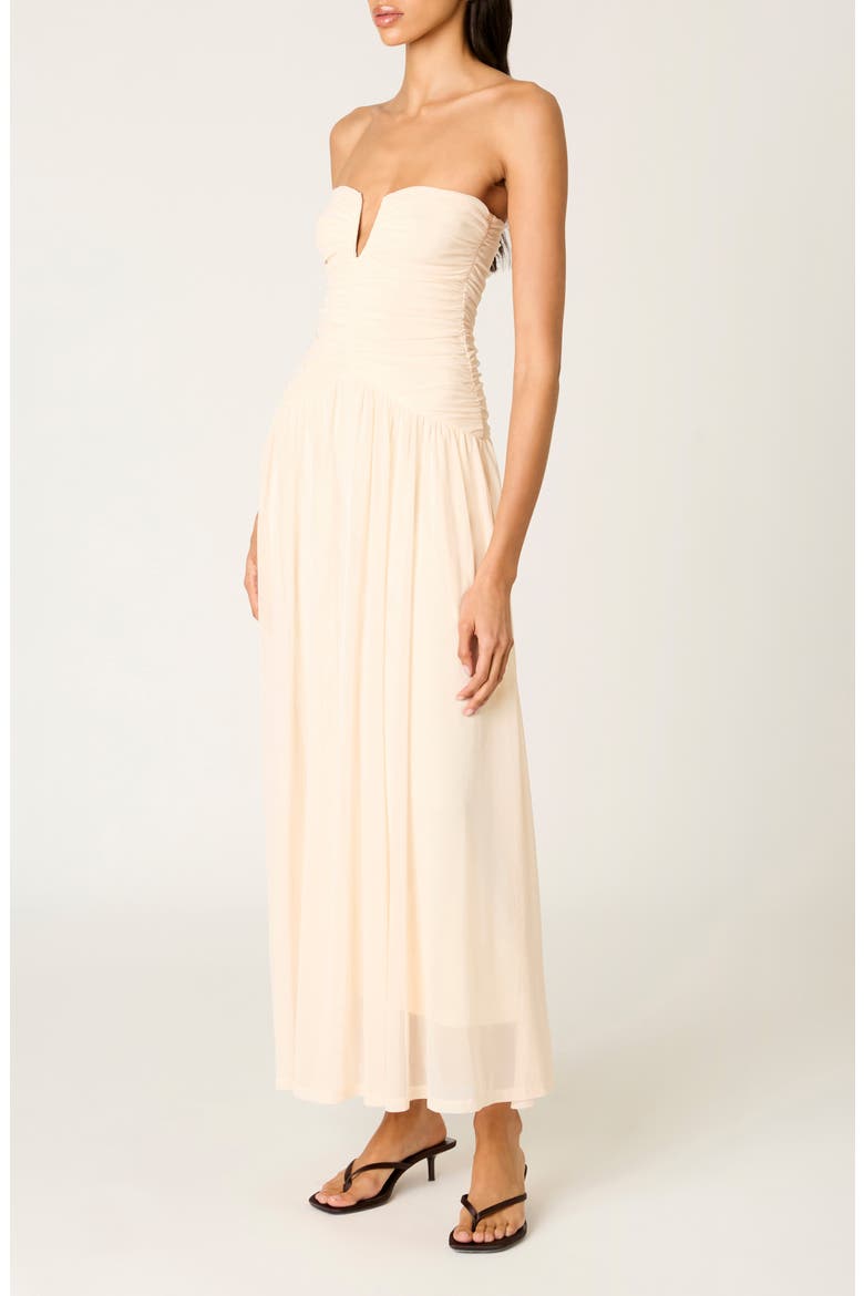 Beverly Ruched Strapless Chiffon Maxi Dress, Alternate, color, IVORY