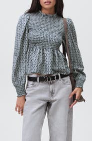 MANGO TEEN Smocked Floral Peplum Top