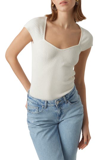 Vero Moda Willow Cap Sleeve Rib Sweater In Brown