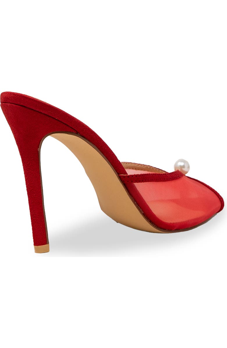 CHASE AND CHLOE Halston Faux Pearl Mesh Sandal, Alternate, color, Red Mesh