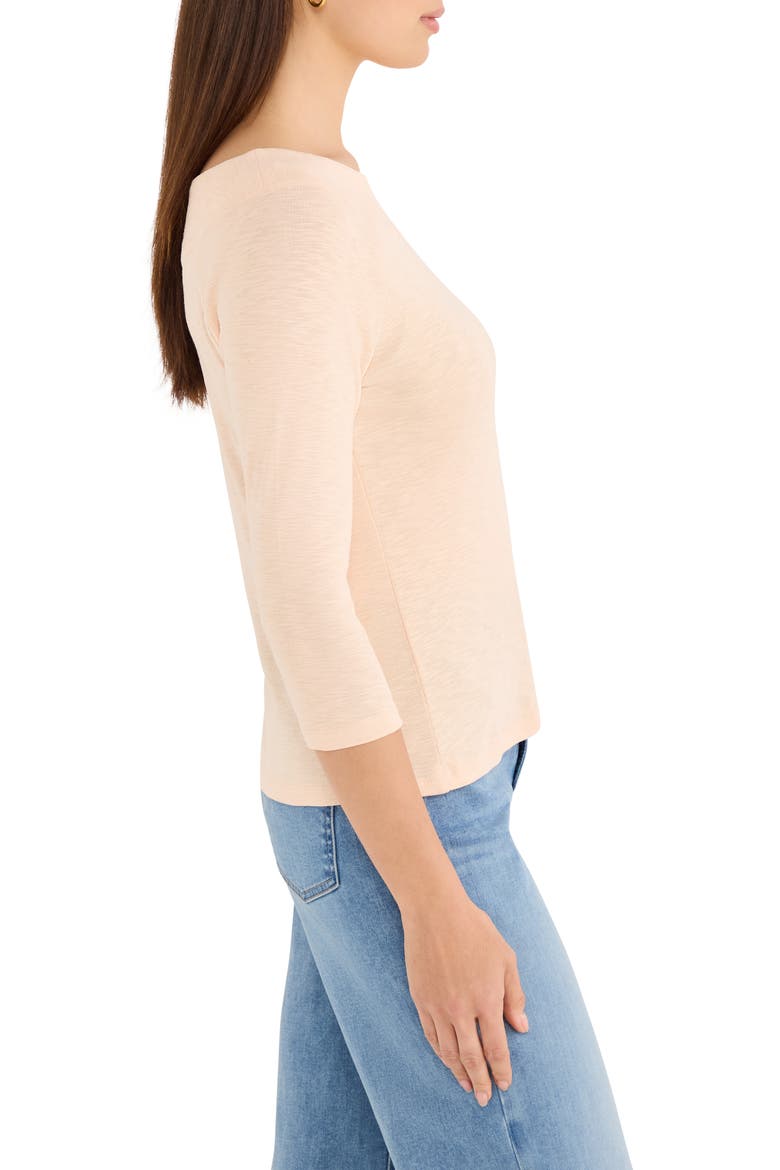 Boat Neck Three-Quarter Sleeve Cotton Blend Top, Alternate, color, ORANGE SHERBERT