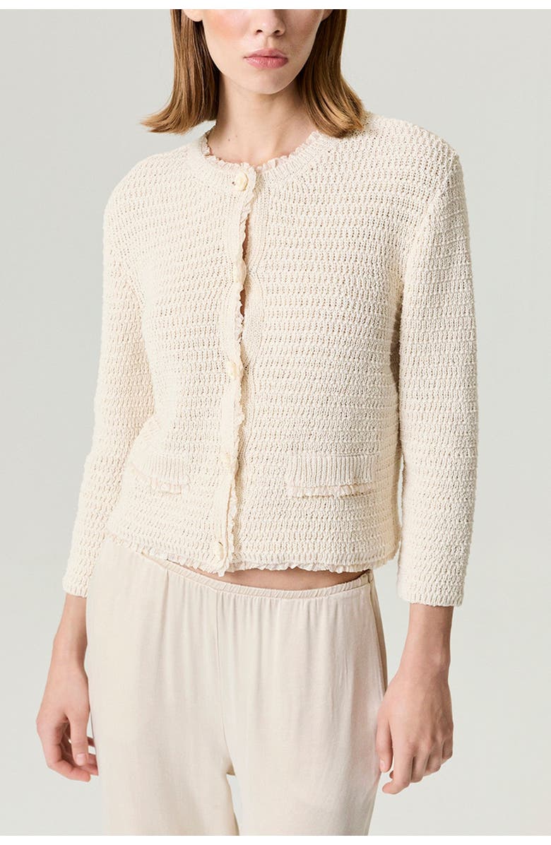 Nocturne Textured Bouclé Button Cardigan, Alternate, color, Ivory