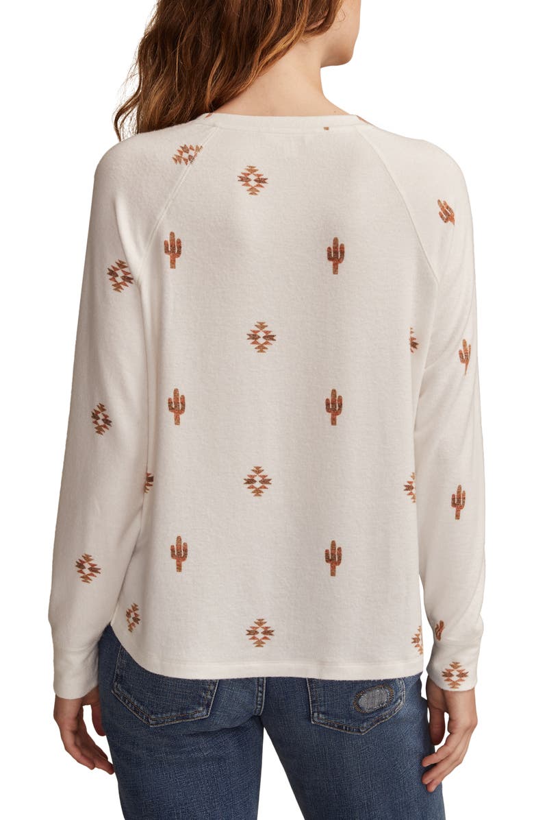 Lucky Brand Cloud Raglan Sleeve Knit Top, Alternate, color, Tan Combo