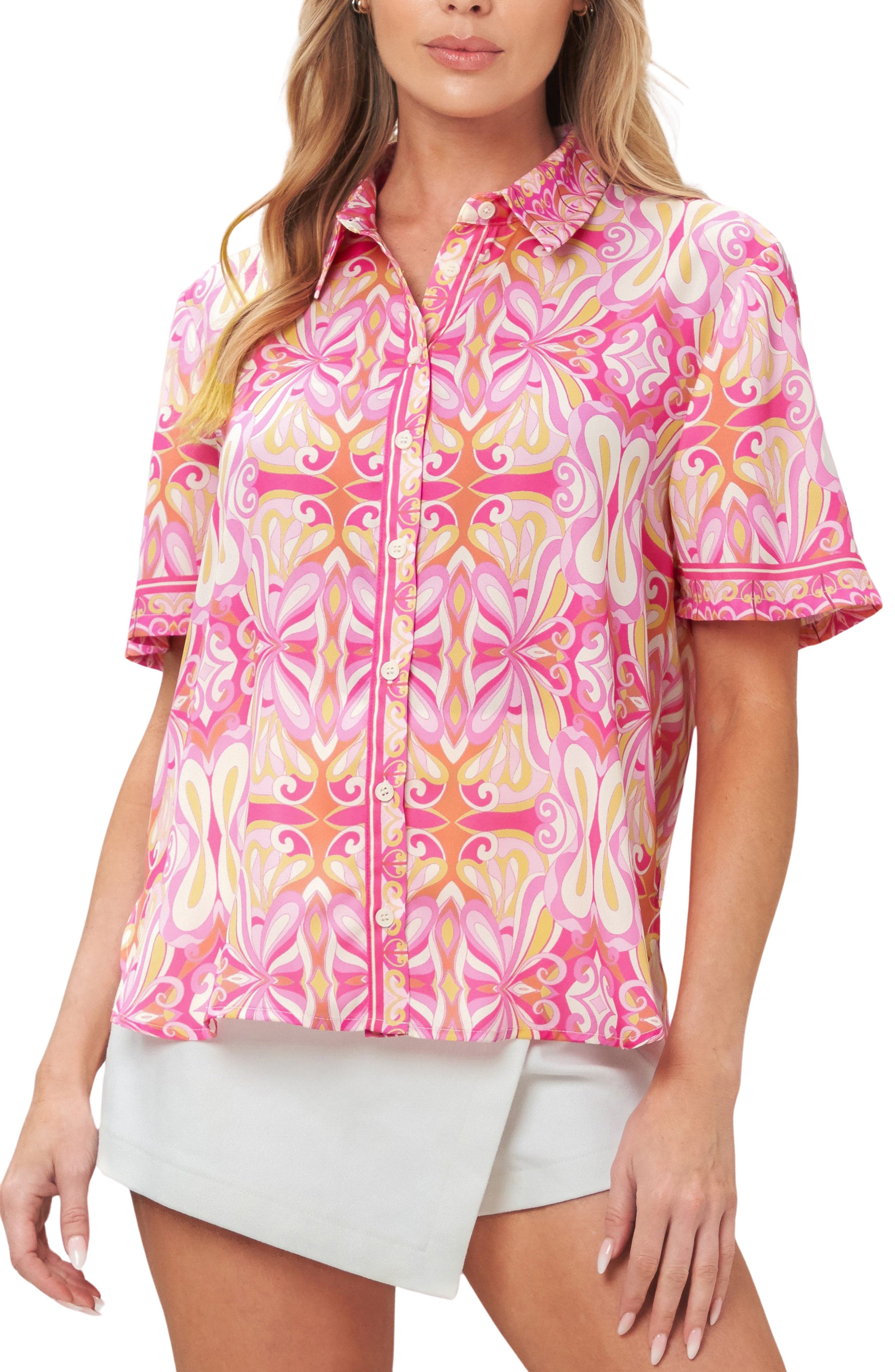 Printed Button Front Shirt