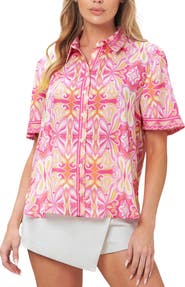 FLYING TOMATO Printed Button Front Shirt