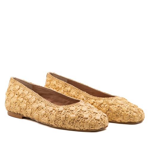 Andrea Gomez Dalia Flower Raffia Ballerina In Gold