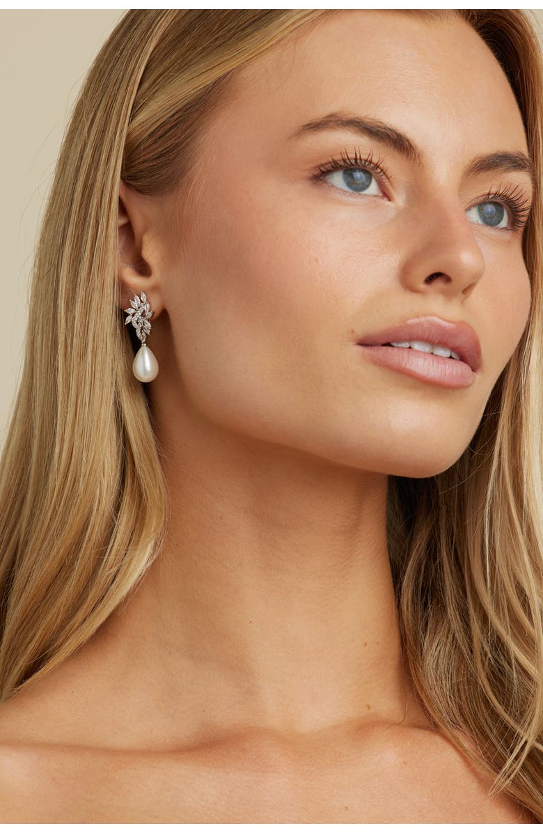 Untamed Petals Regency Crystal Drop Earrings, Alternate, color, Silver